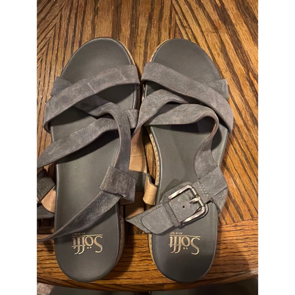 Sofft Shoes - Sofft SF0046108 Womens Gray Suede Multi Strap Buckle Flat Sandals Size 7.5 M